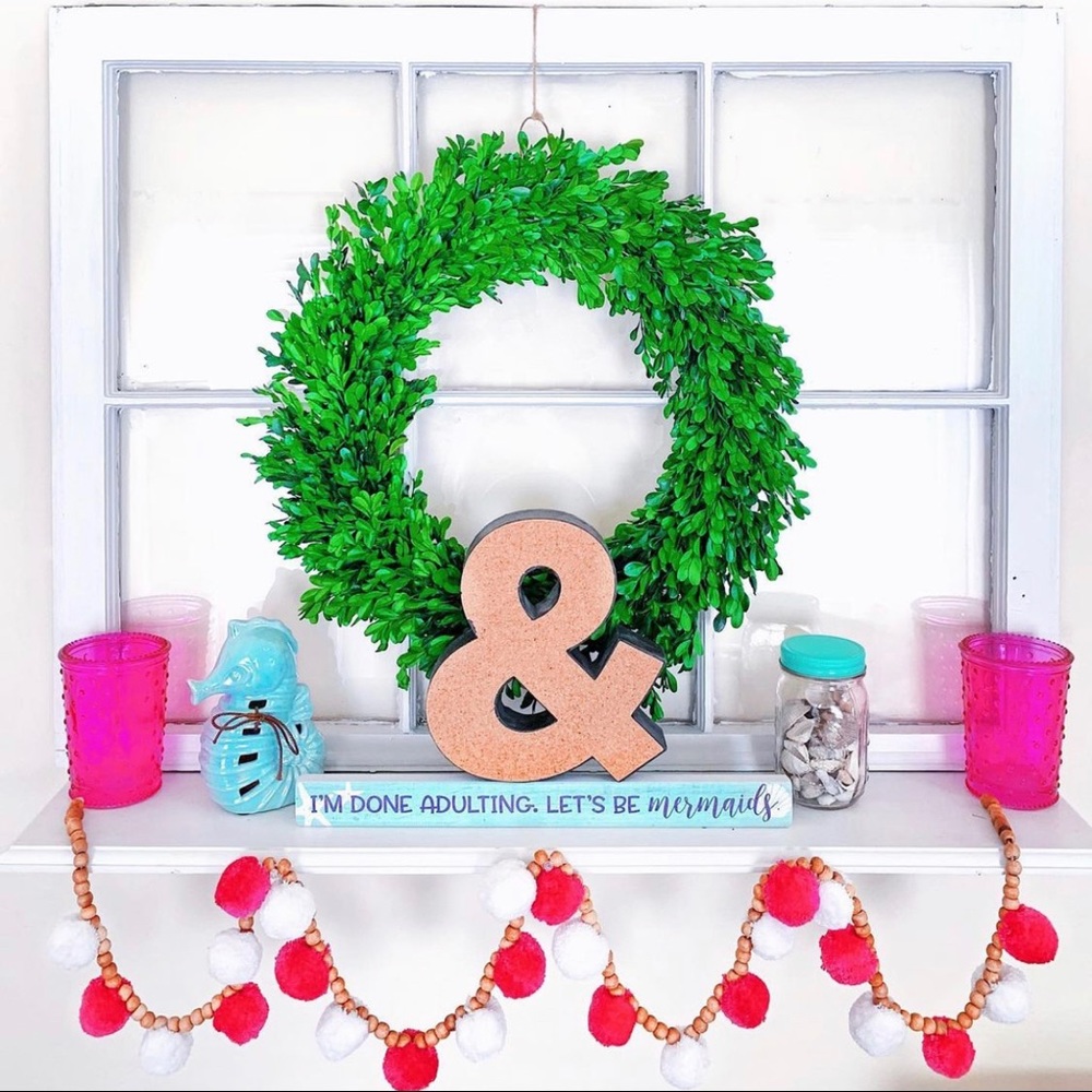 Pink & White Anthropologie Pom Pom Garland